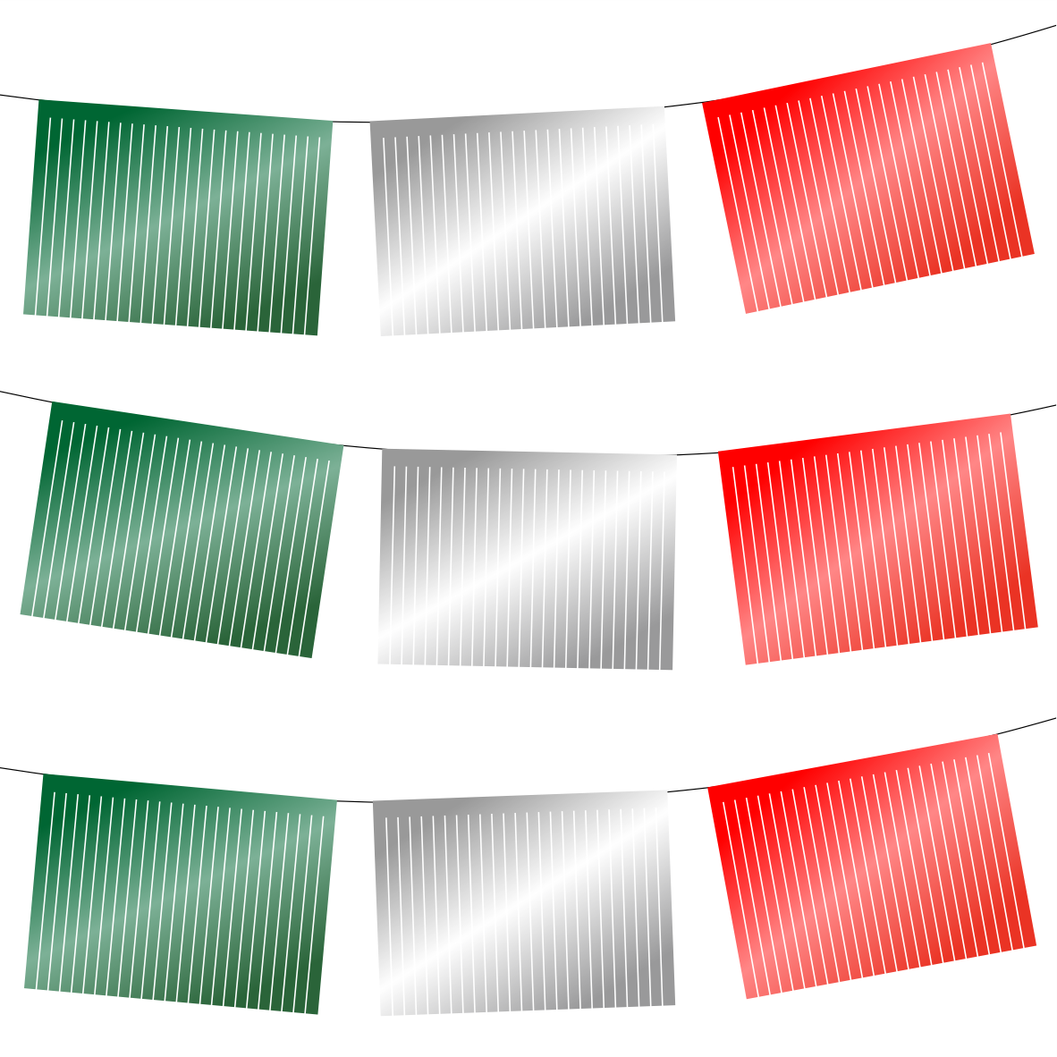 Guirnalda de papel picado flecos tricolor g (papel metálico) - 10 tiras de 5 metros (50 metros totales)