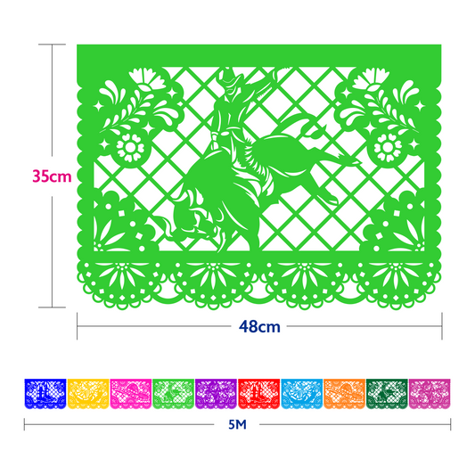 Guirnalda de papel picado charrería (papel china) | 10 tiras de 5 metros cada una