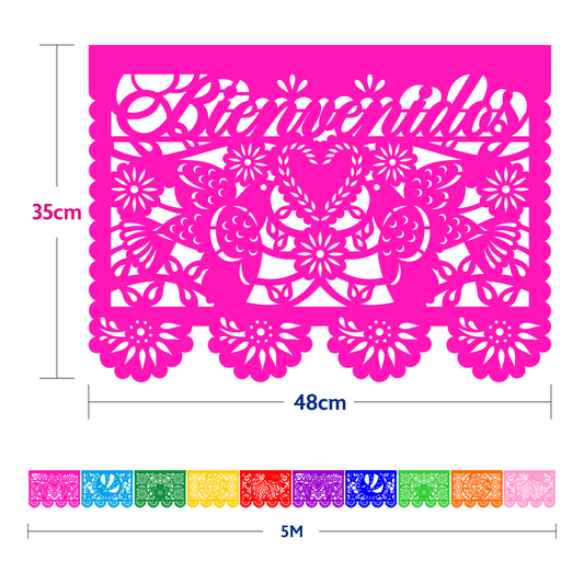Guirnalda de papel picado toda ocasión (papel china) - 10 guirnaldas de 5 metros (50 metros)
