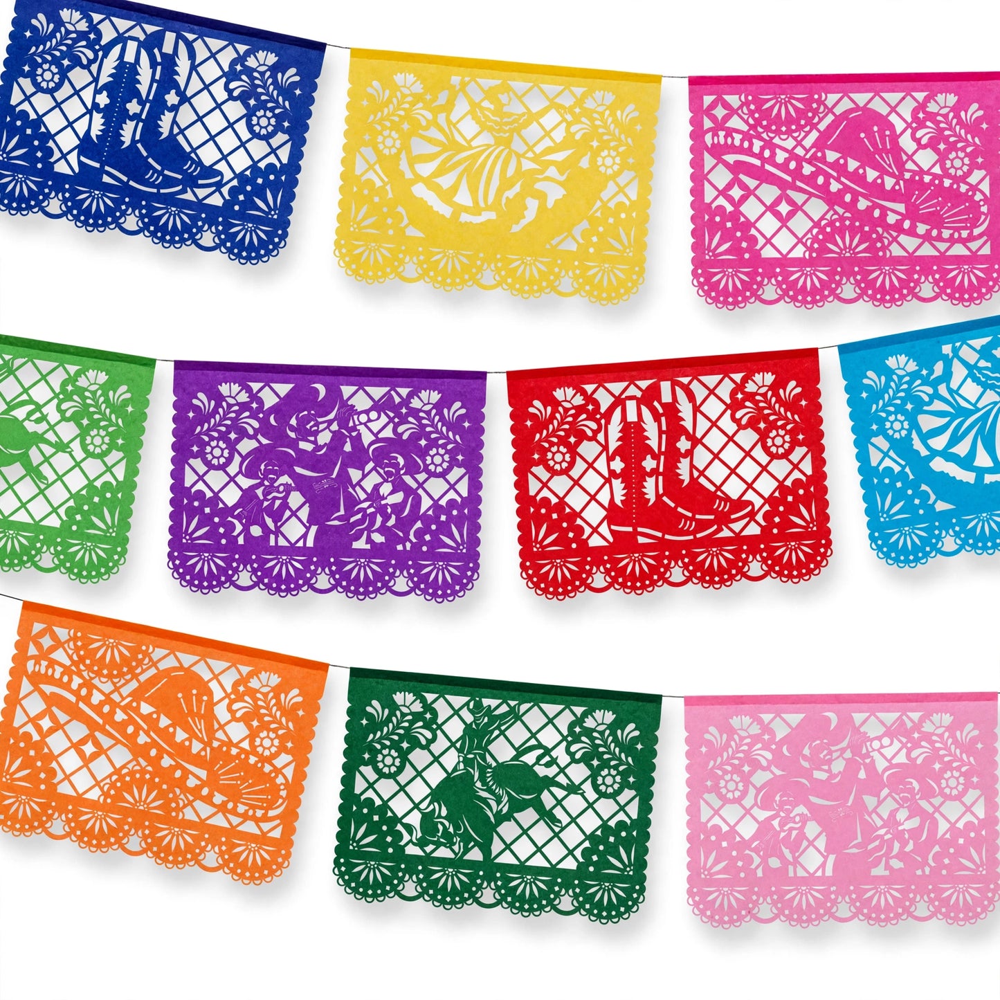 Guirnalda de papel picado charrería (papel china) | 10 tiras de 5 metros cada una