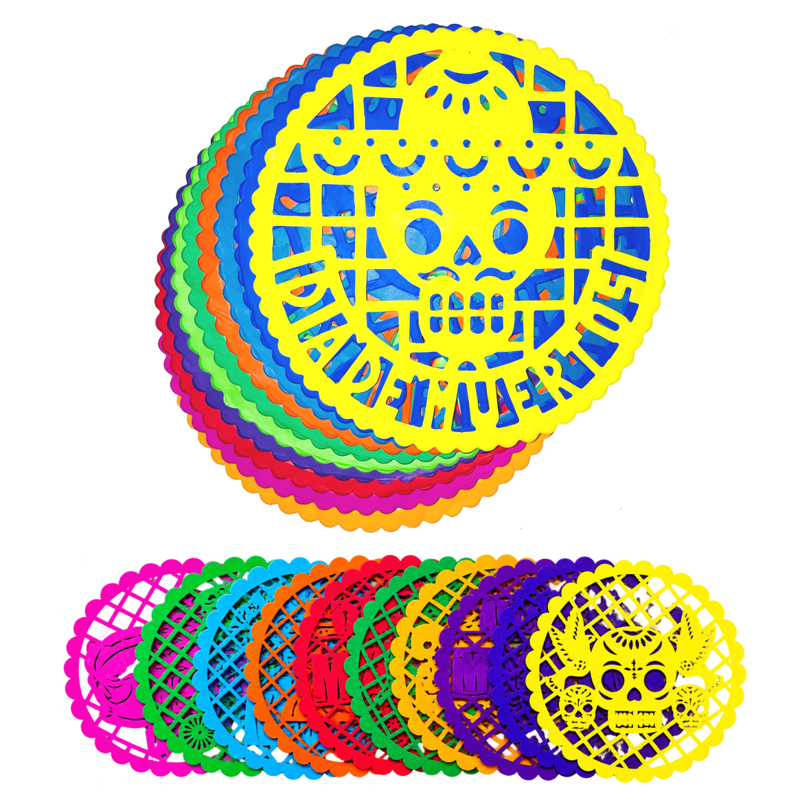 1 Millar de Papel Picado Día de Muertos Blonda, Tamaño Un Cuarto Pliego 23cm x 23cm