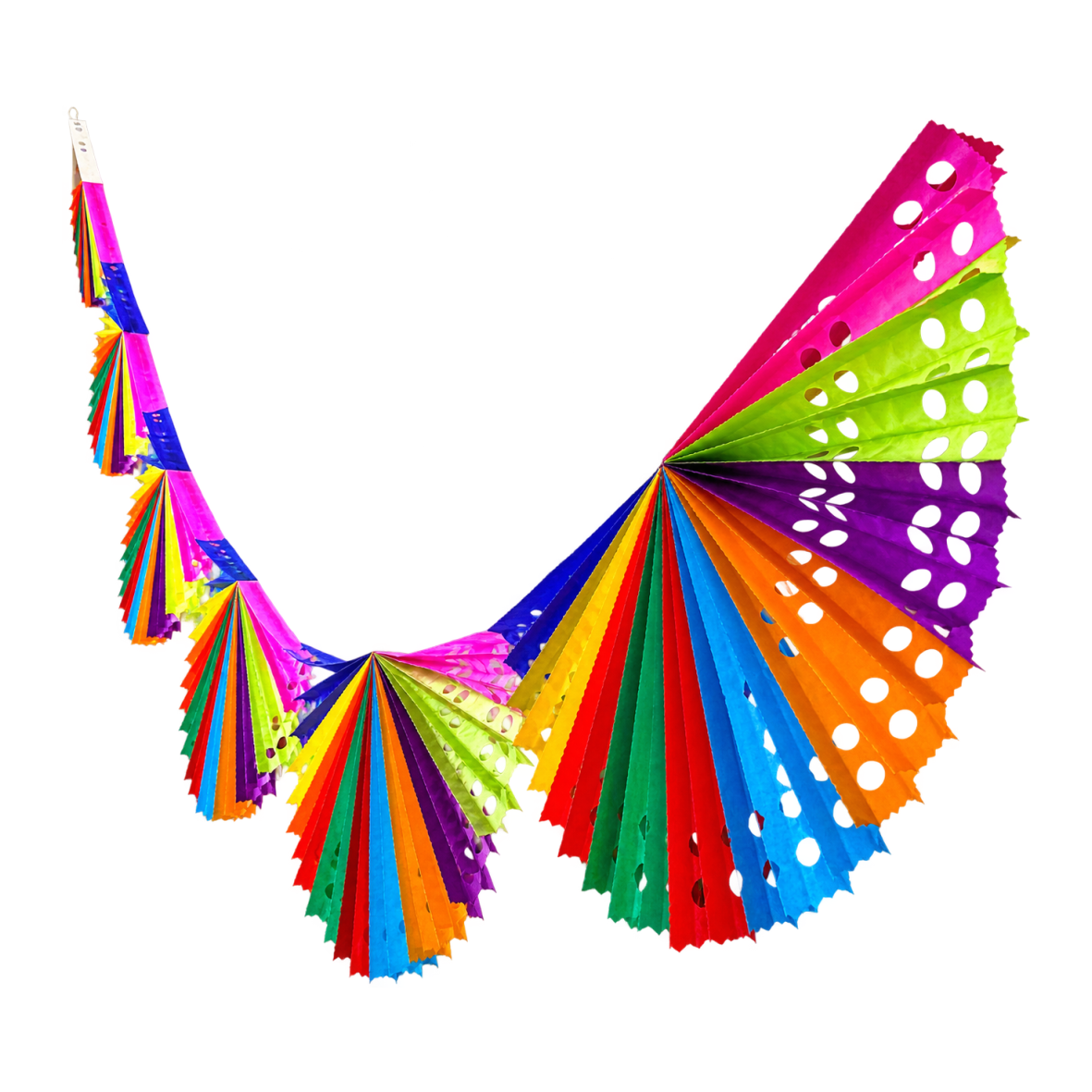 10 Guirnaldas Día de Muertos Abanico Multicolor, 30 Metros Totales