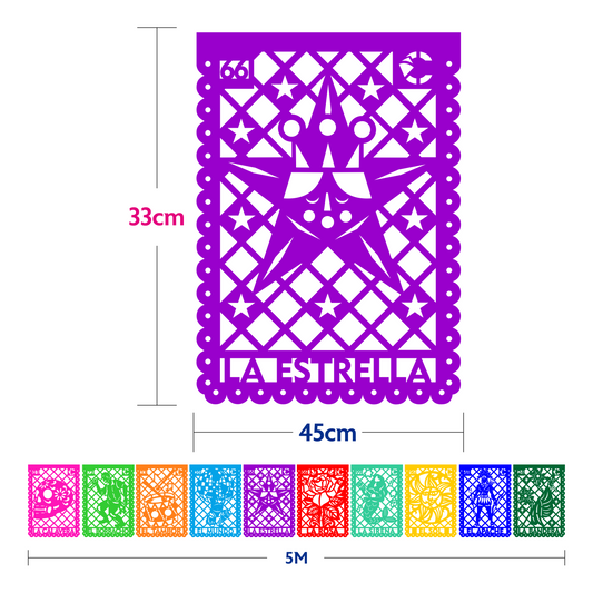Guirnalda de papel picado lotería (plástico) - 10 guirnaldas de 5 metros (50 metros totales)