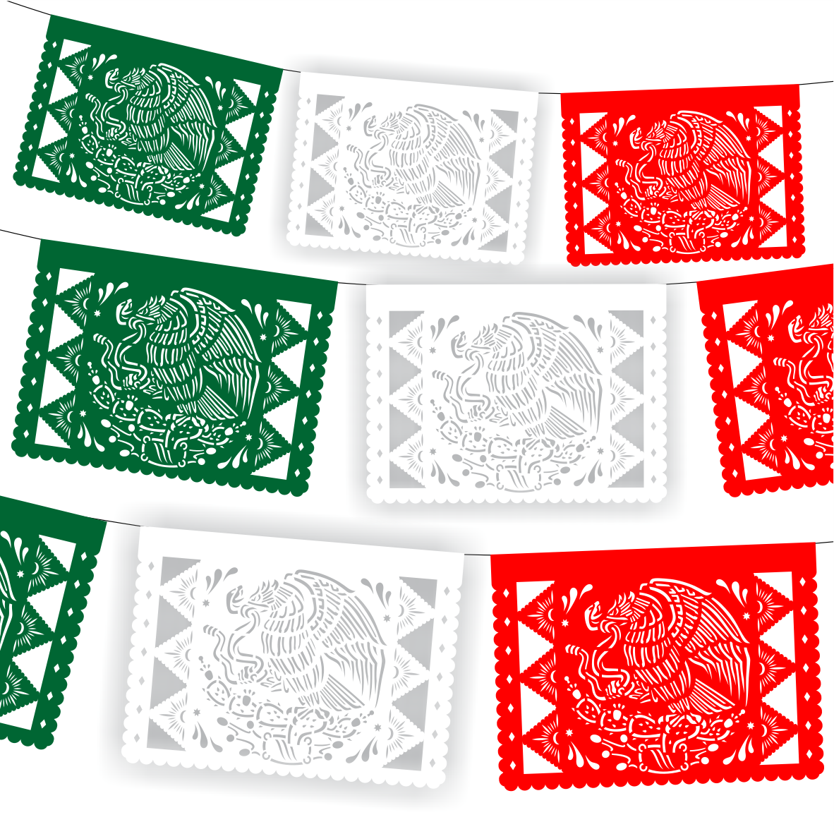 Guirnalda de papel picado Escudo (papel china) - 10 tiras de 5 metros (50 metros totales)