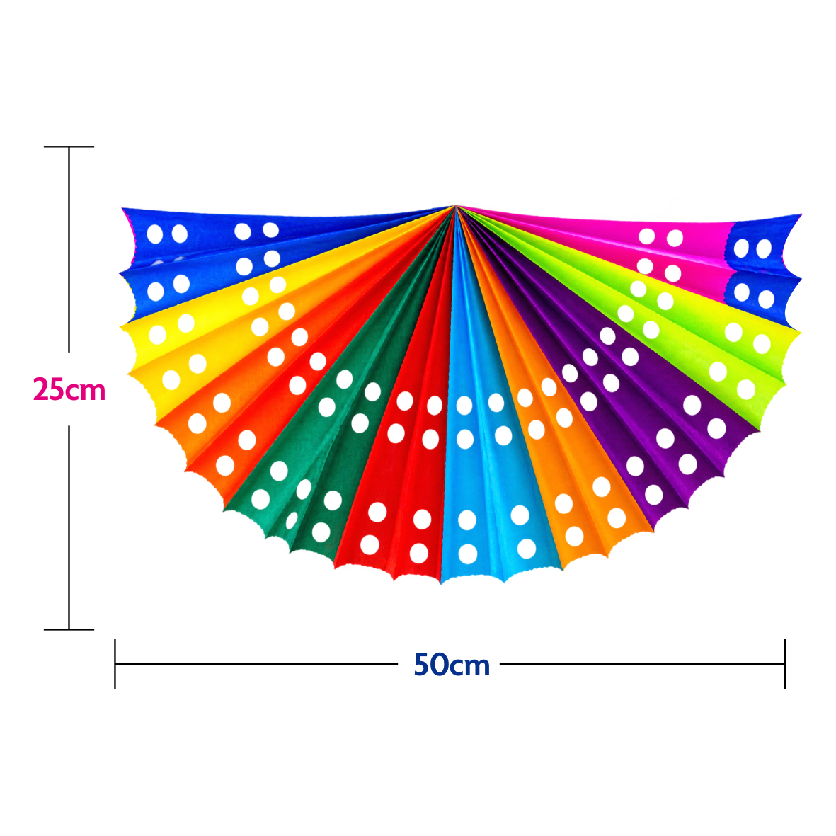 10 Guirnaldas Día de Muertos Abanico Multicolor, 30 Metros Totales
