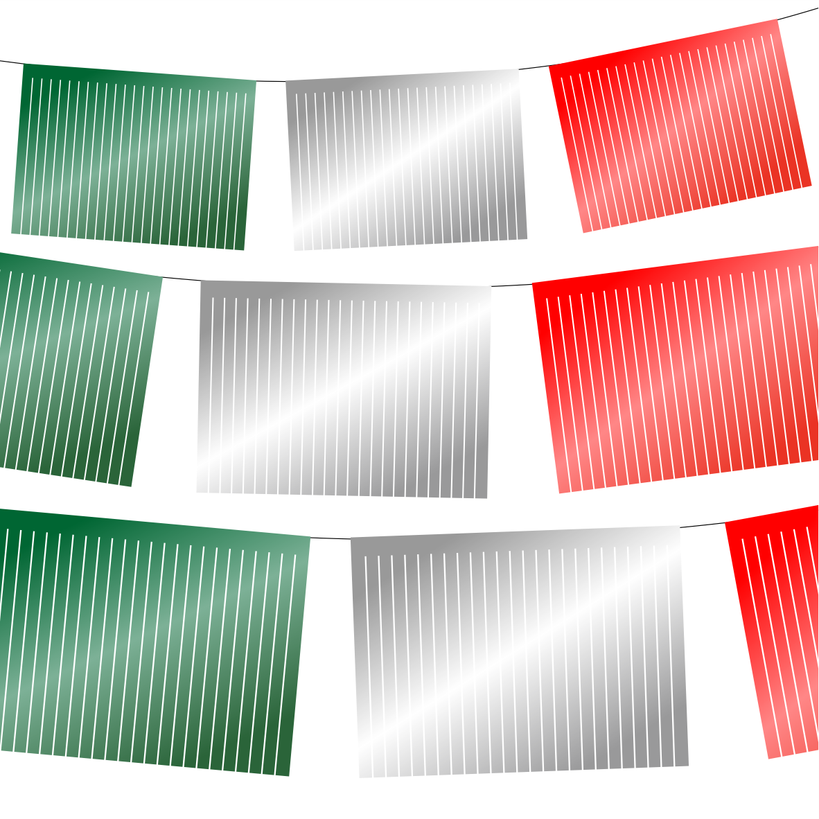 Guirnalda de papel picado flecos tricolor g (papel metálico) - 10 tiras de 5 metros (50 metros totales)