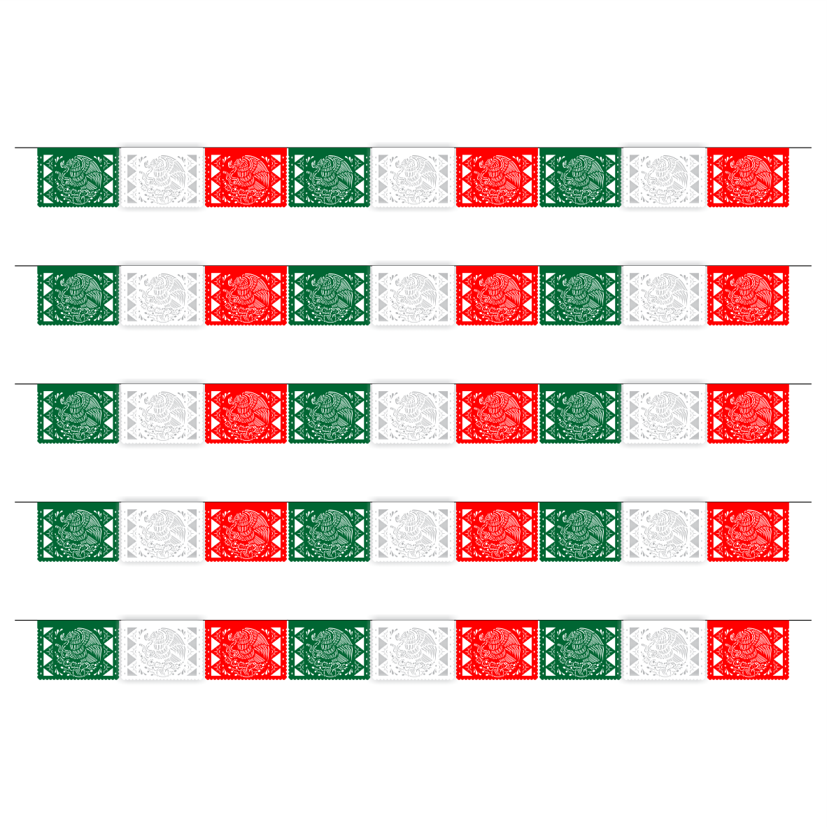Guirnalda de papel picado Escudo (papel china) - 10 tiras de 5 metros (50 metros totales)