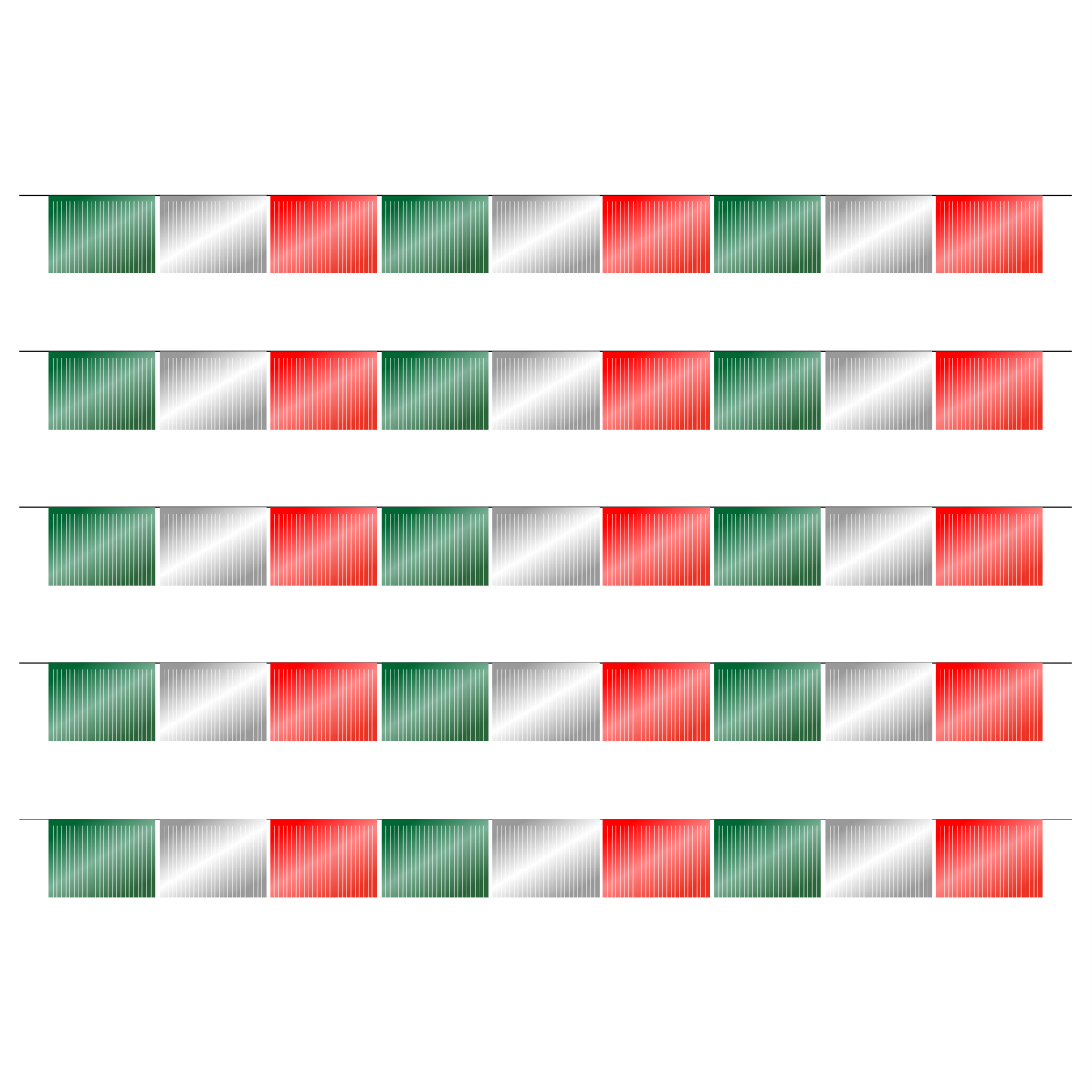 Guirnalda de papel picado flecos tricolor g (papel metálico) - 10 tiras de 5 metros (50 metros totales)