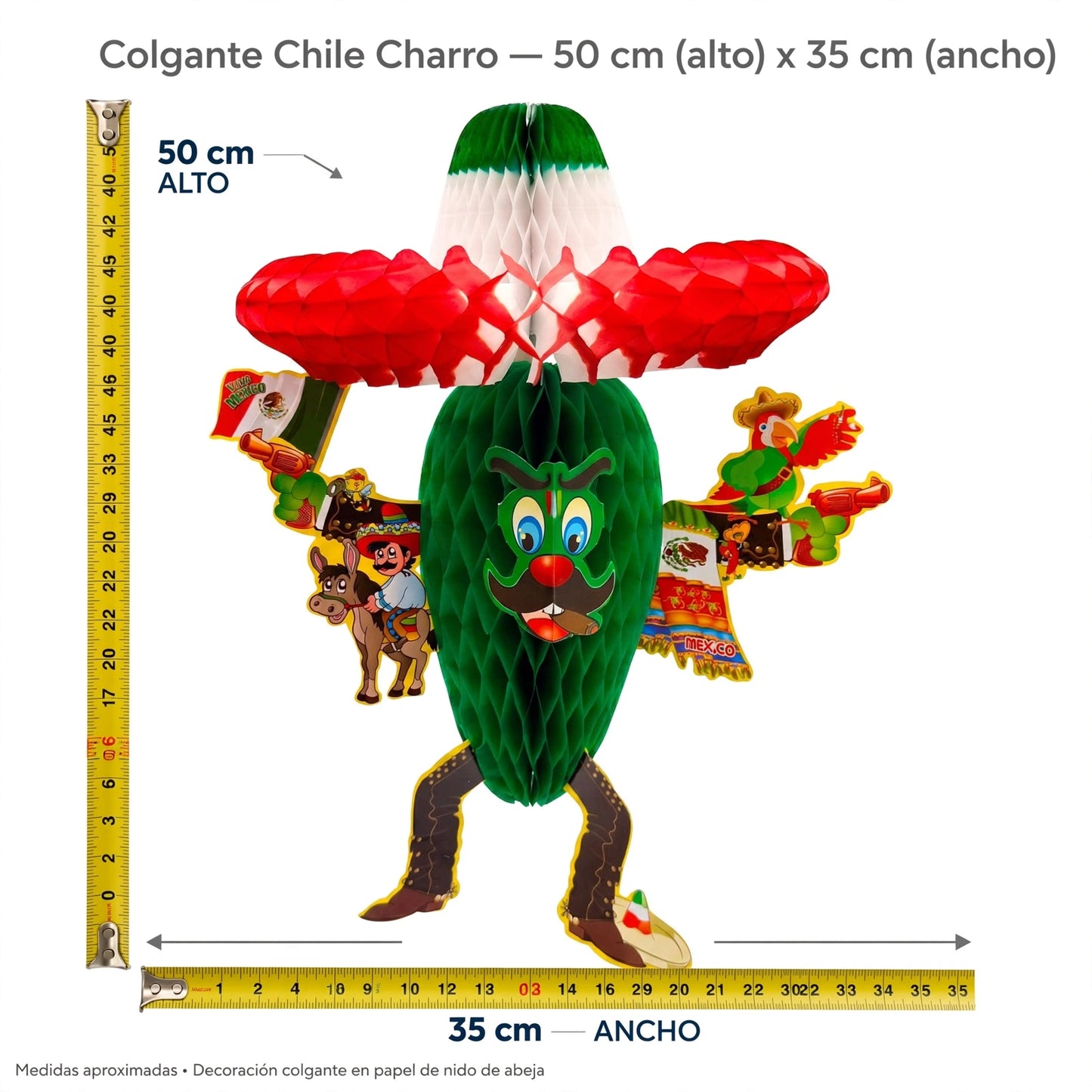 Colgante jalapeño (papel china) - 10 piezas 50cm x 35cm