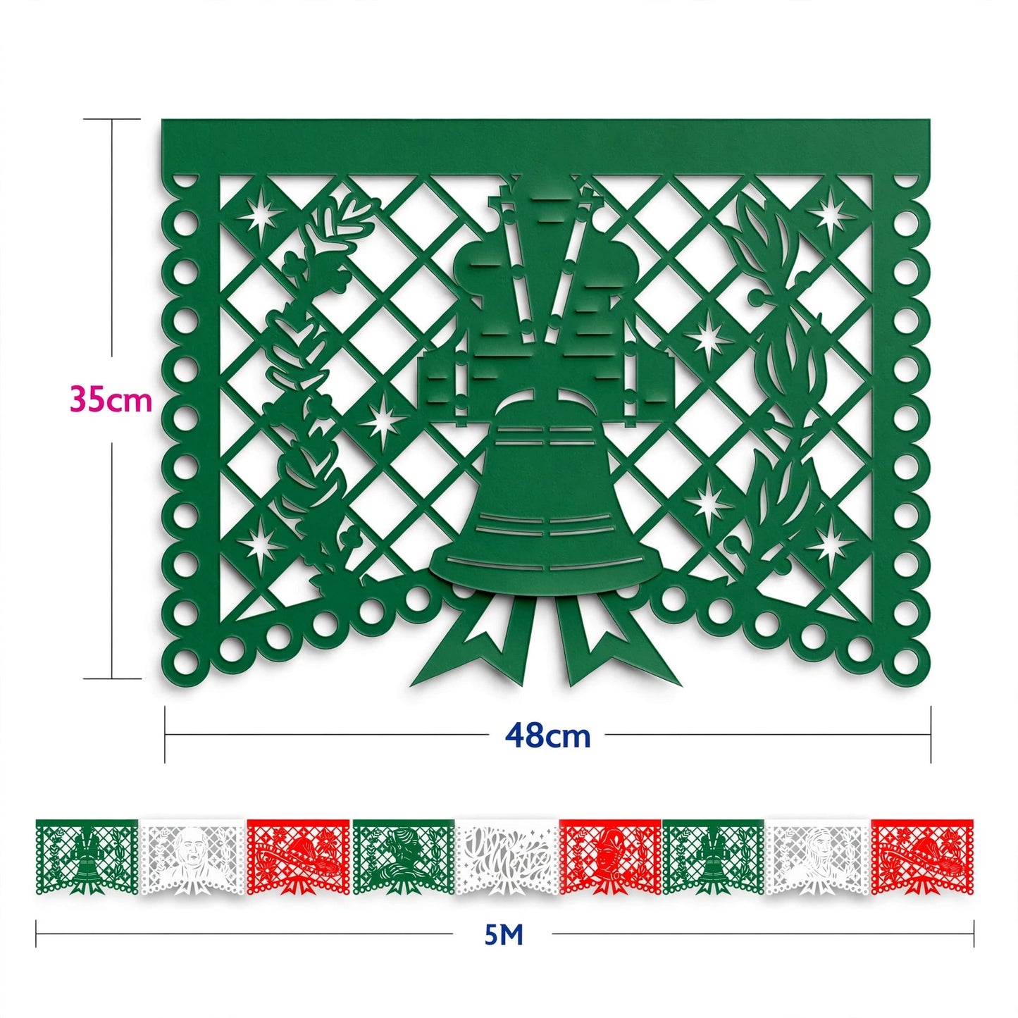 Guirnalda de papel picado Héroes (papel china) - 10 tiras de 5 metros (50 metros totales)