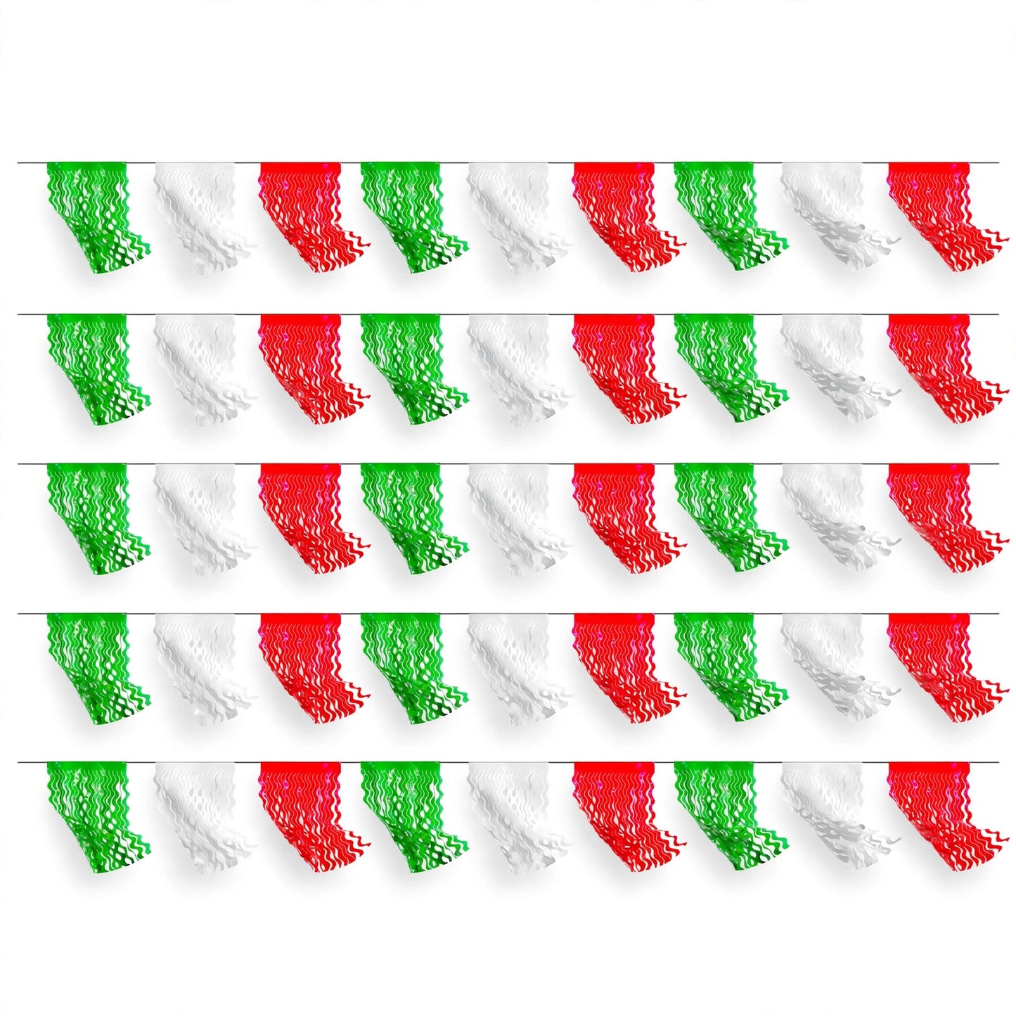 Guirnalda de flecos tricolor ch (plástico) - 10 tiras de 4 metros (40 metros totales)