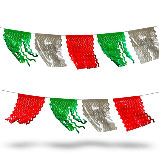Guirnalda de flecos tricolor ch (papel metálico) - 10 tiras de 4 metros (40 metros totales)