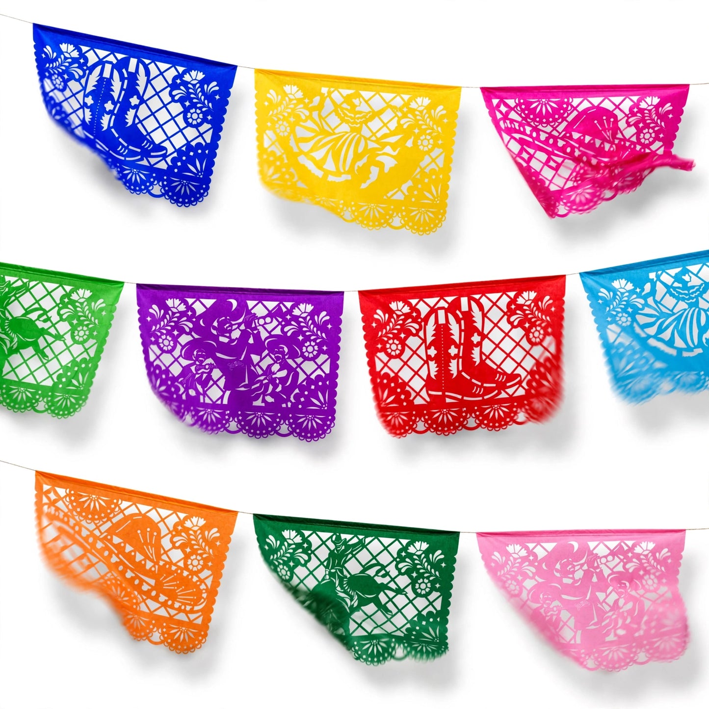 Guirnalda de papel picado charrería (papel china) | 10 tiras de 5 metros cada una