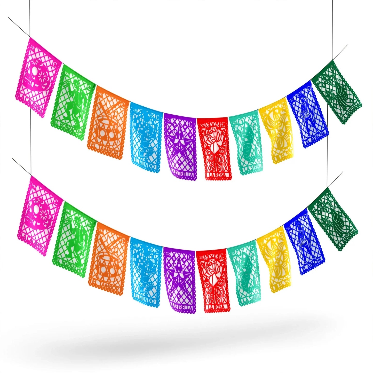 Guirnalda de papel picado lotería (plástico) - 10 guirnaldas de 5 metros (50 metros totales)