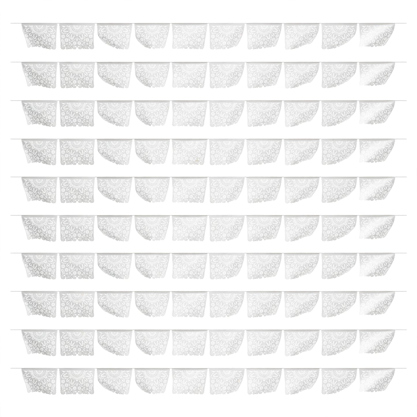 Guirnalda de papel picado mandalas blancas (papel china) - 10 tiras de 5 metros (50 metros totales)