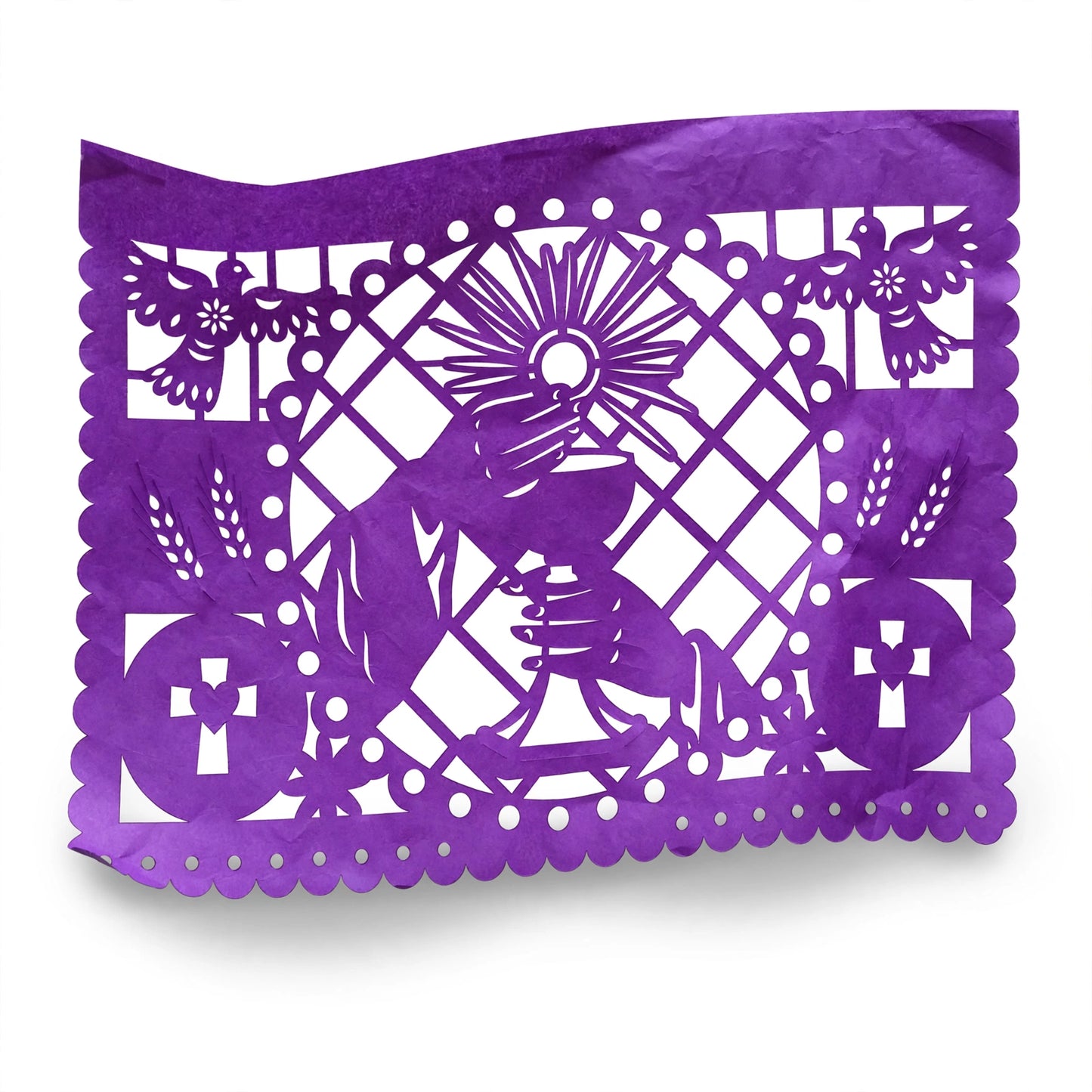 Guirnalda de papel picado primera comunión (tradicional) (papel china) - 10 guirnaldas de 5 metros (50 metros totales)