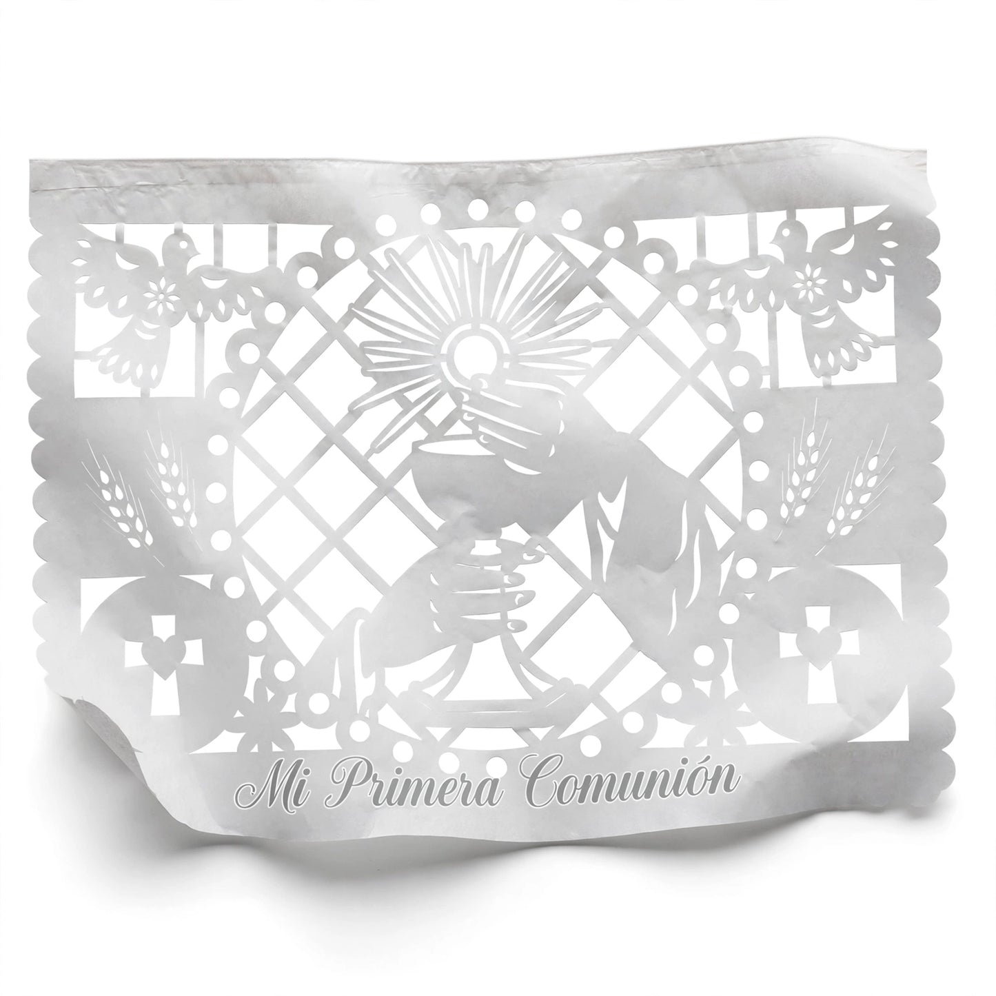 Guirnalda de papel picado primera comunión (tradicional) (papel china) - 10 guirnaldas de 5 metros (50 metros totales)