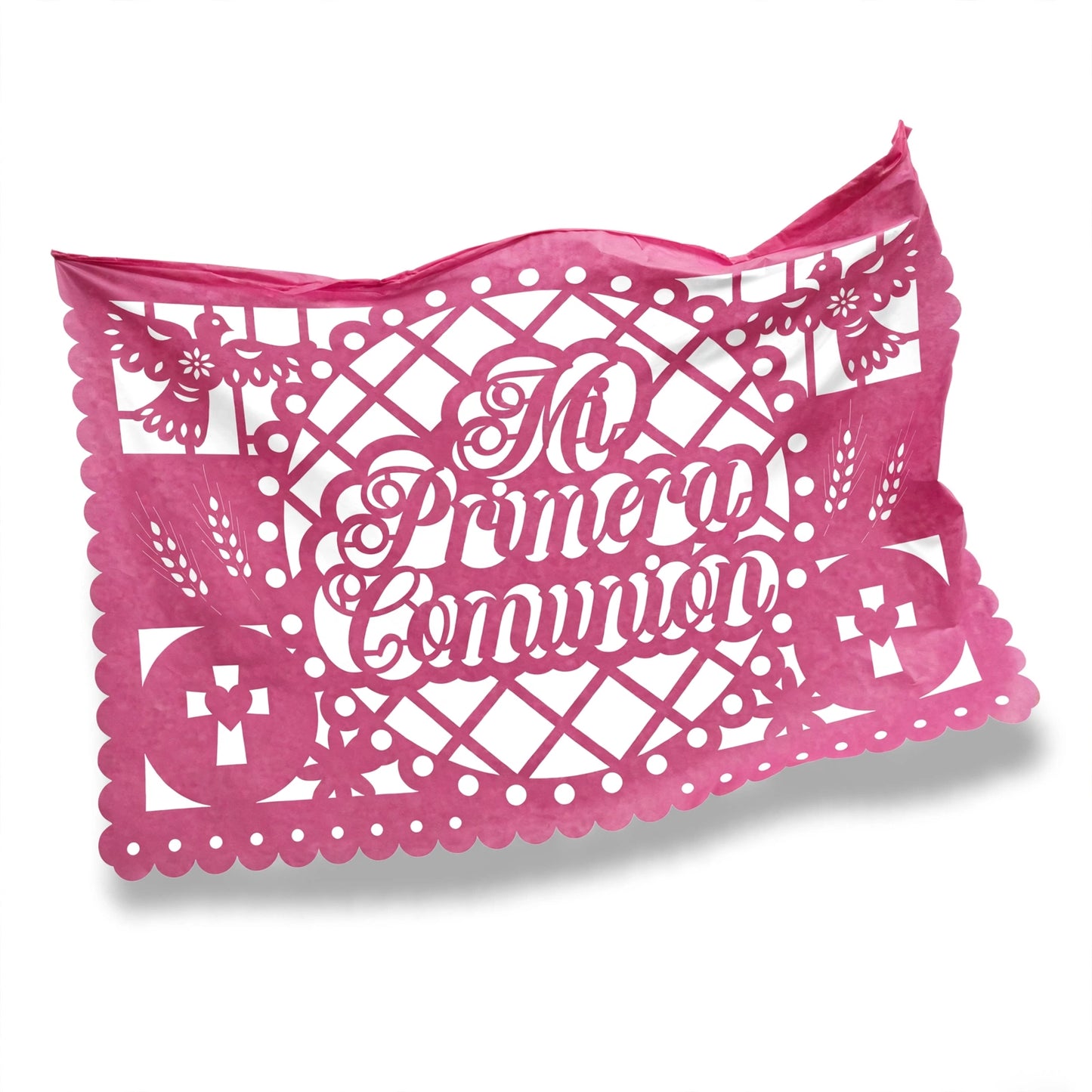 Guirnalda de papel picado primera comunión (niña) (papel china) - 10 guirnaldas de 5 metros (50 metros totales)