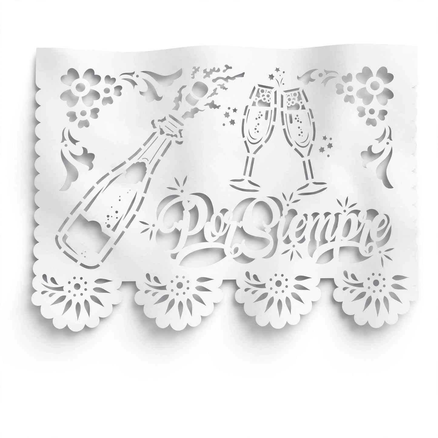 Guirnalda de papel picado boda blanca (papel china) - 10 tiras de 5 metros (50 metros totales)