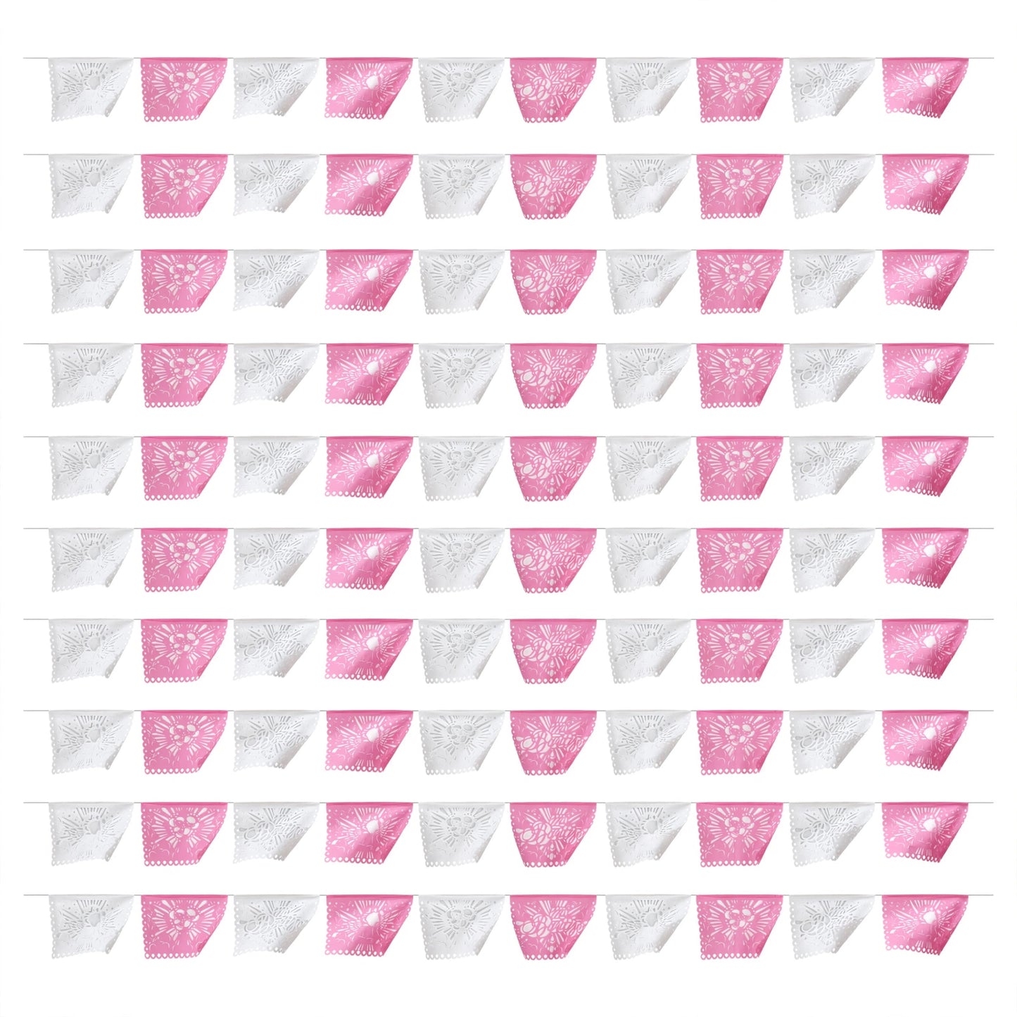 Guirnalda de papel picado bautizo (niña) (papel china) - 10 guirnaldas (50 metros totales)