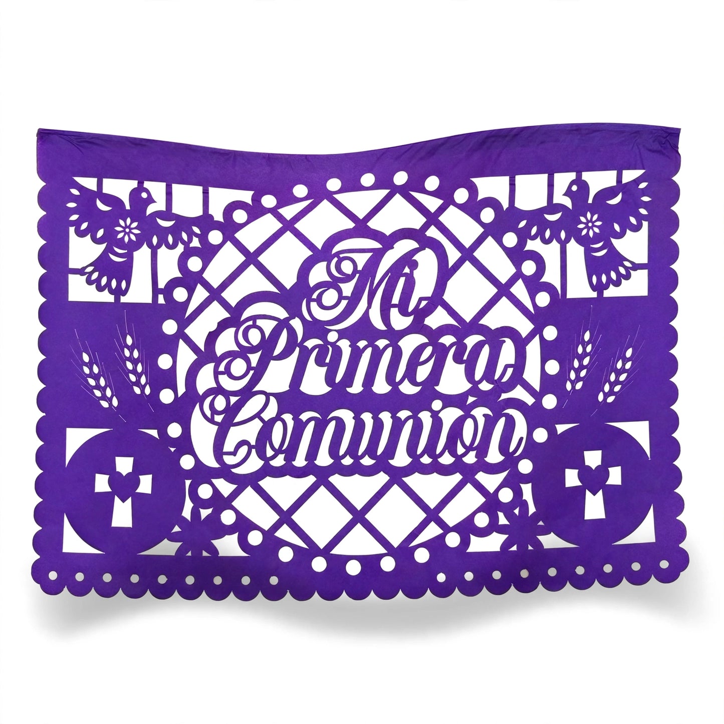 Guirnalda de papel picado primera comunión (tradicional) (papel china) - 10 guirnaldas de 5 metros (50 metros totales)