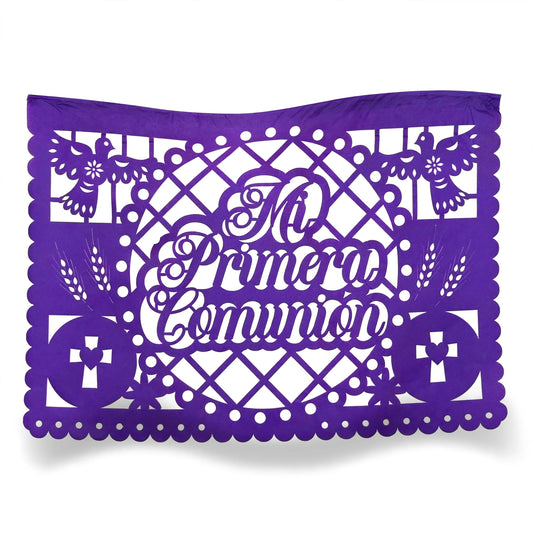 Guirnalda de papel picado primera comunión (tradicional) (papel china) - 10 guirnaldas de 5 metros (50 metros totales)