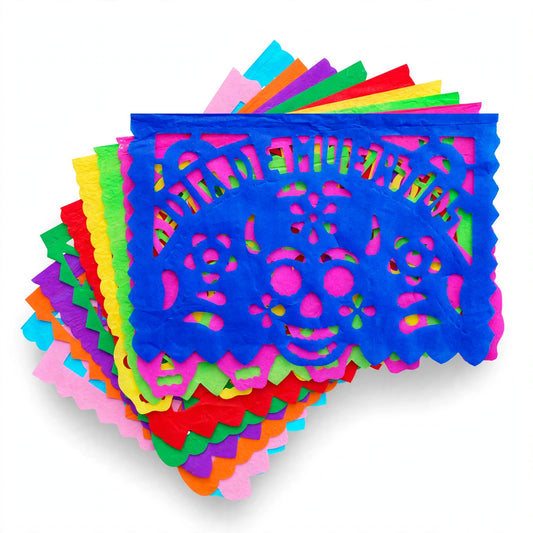 1 Millar de Papel Picado Día de Muertos, Tamaño Un Octavo Pliego 24cm x 12cm