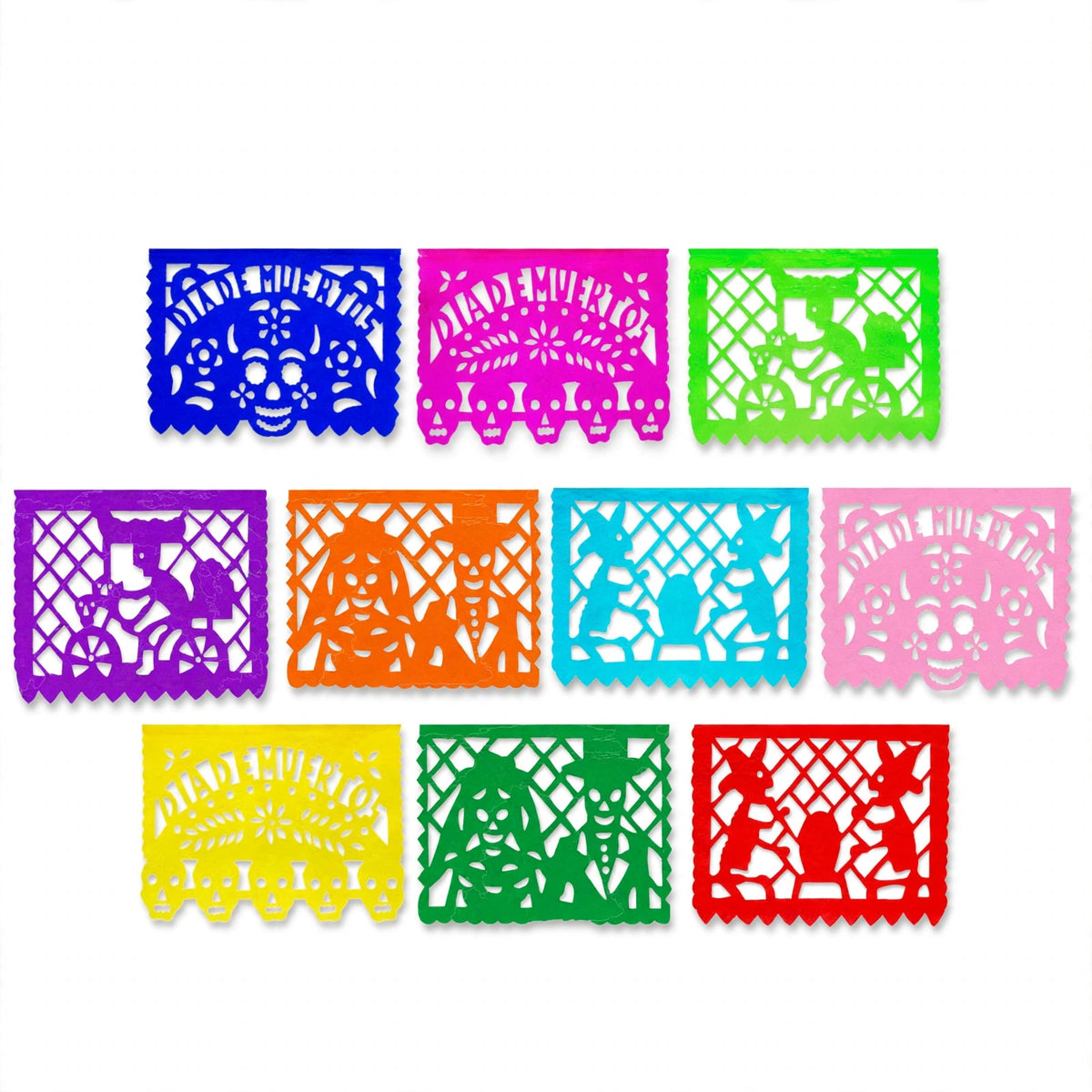 1 Millar de Papel Picado Día de Muertos, Tamaño Un Octavo Pliego 24cm x 12cm
