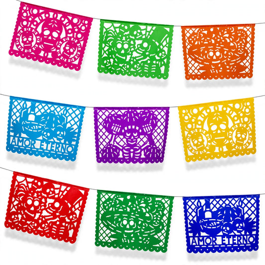 10 Guirnaldas Día de Muertos Multicolor Plástico 50 Metros Totales