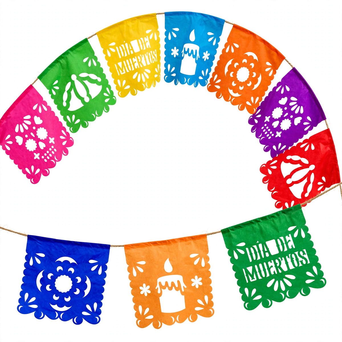 10 Guirnaldas Súper Mini Día de Muertos Multicolor Papel China 10 Metros Totales
