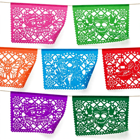 10 Guirnaldas Día de Muertos Multicolor M Papel China 40 Metros Totales