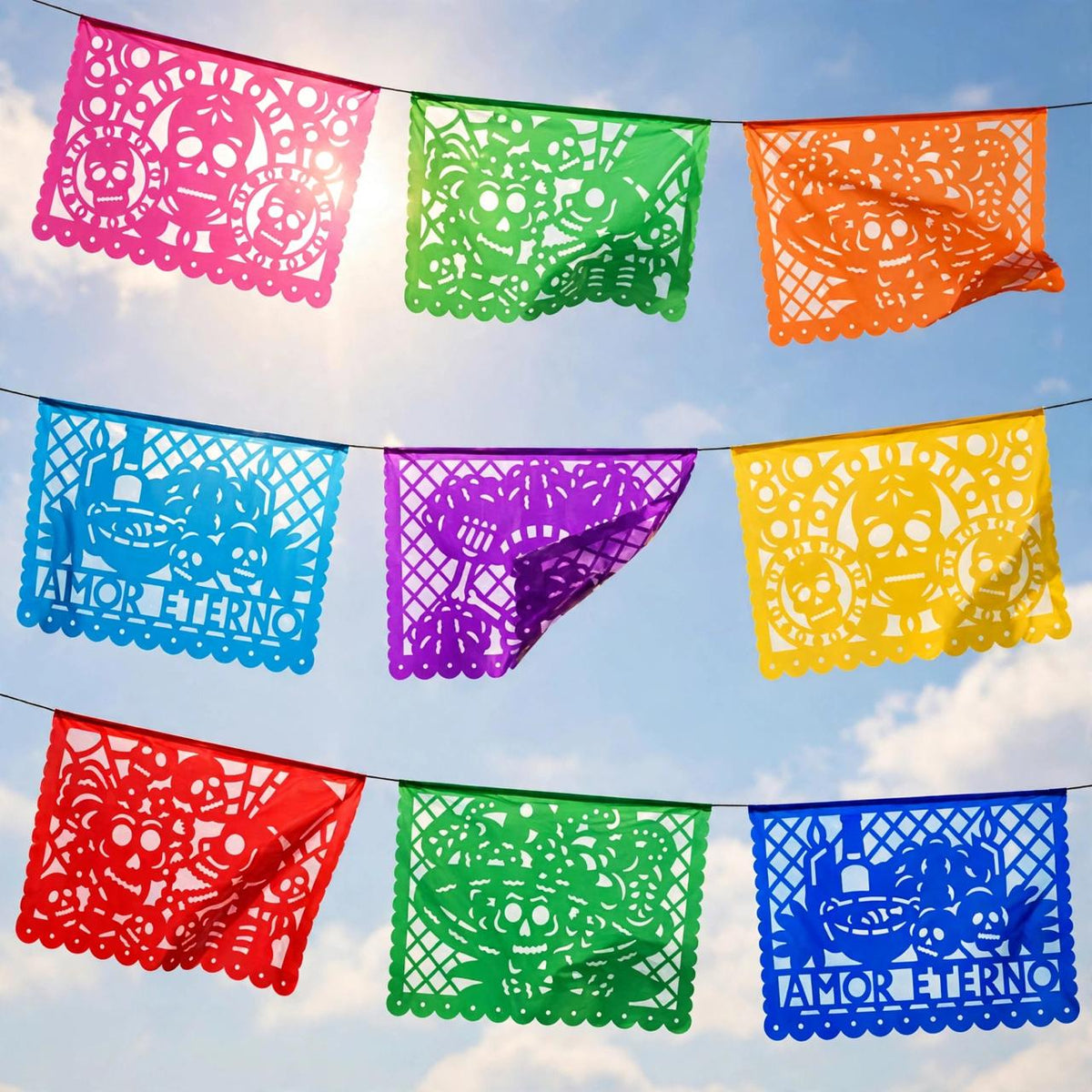10 Guirnaldas Día de Muertos Multicolor Plástico 50 Metros Totales