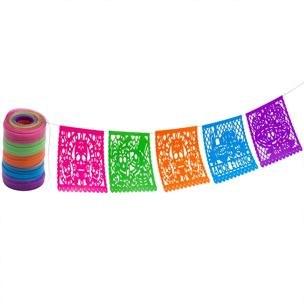10 Guirnaldas Día de Muertos Multicolor Plástico 50 Metros Totales